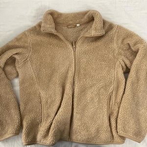 Uniqlo beige fluffy zip up jacket